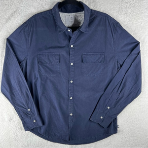 CWST Men's XL Navy Lightweight Long Sleeve Button‎ Up Shirt Pockets